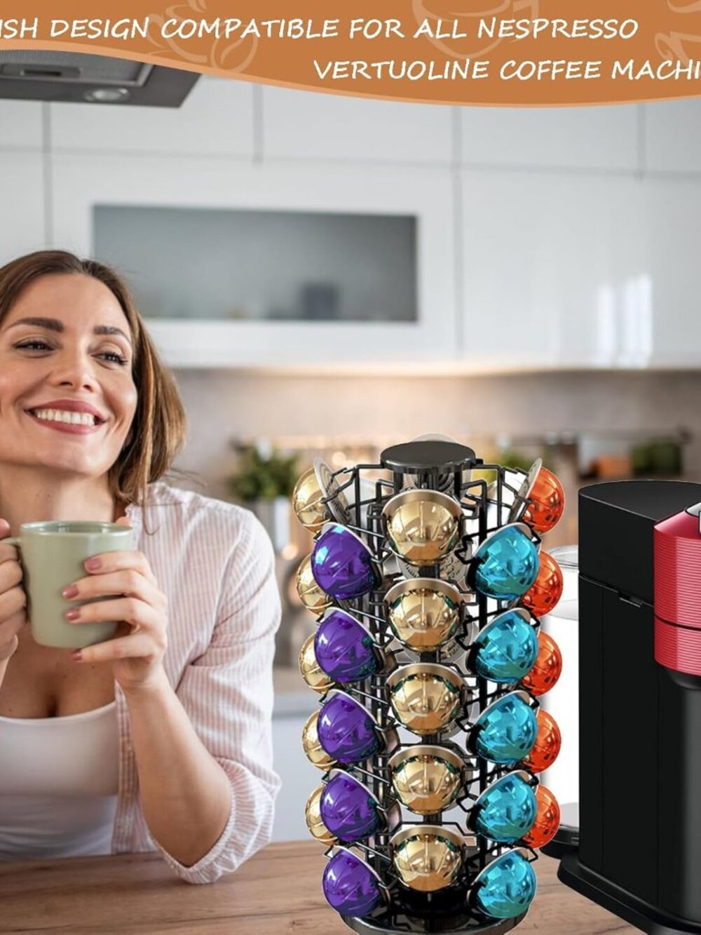 Coffee Pods Holder Organizer, 360 Degrees Revolving Pod Carousel Compatible for - Picture 2 of 9